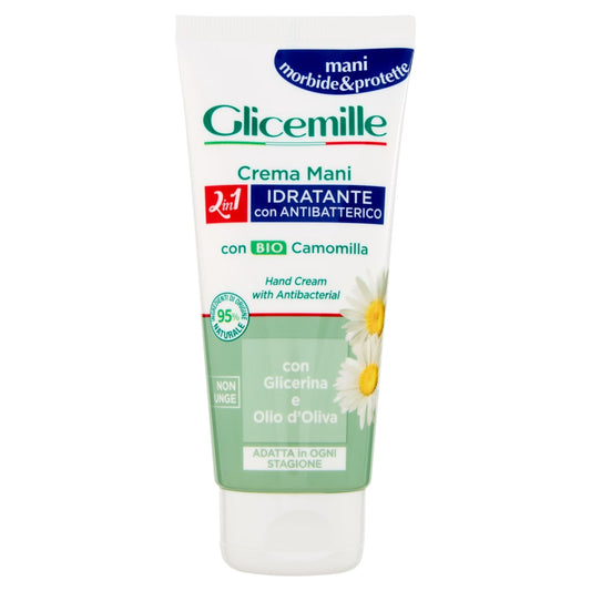 GLICEMILLE CREMA MANI TUBO 100ML 2IN1 IDRATANTE CON ANTIBATTERICO GLICERINA E OLIO D'OLIVA