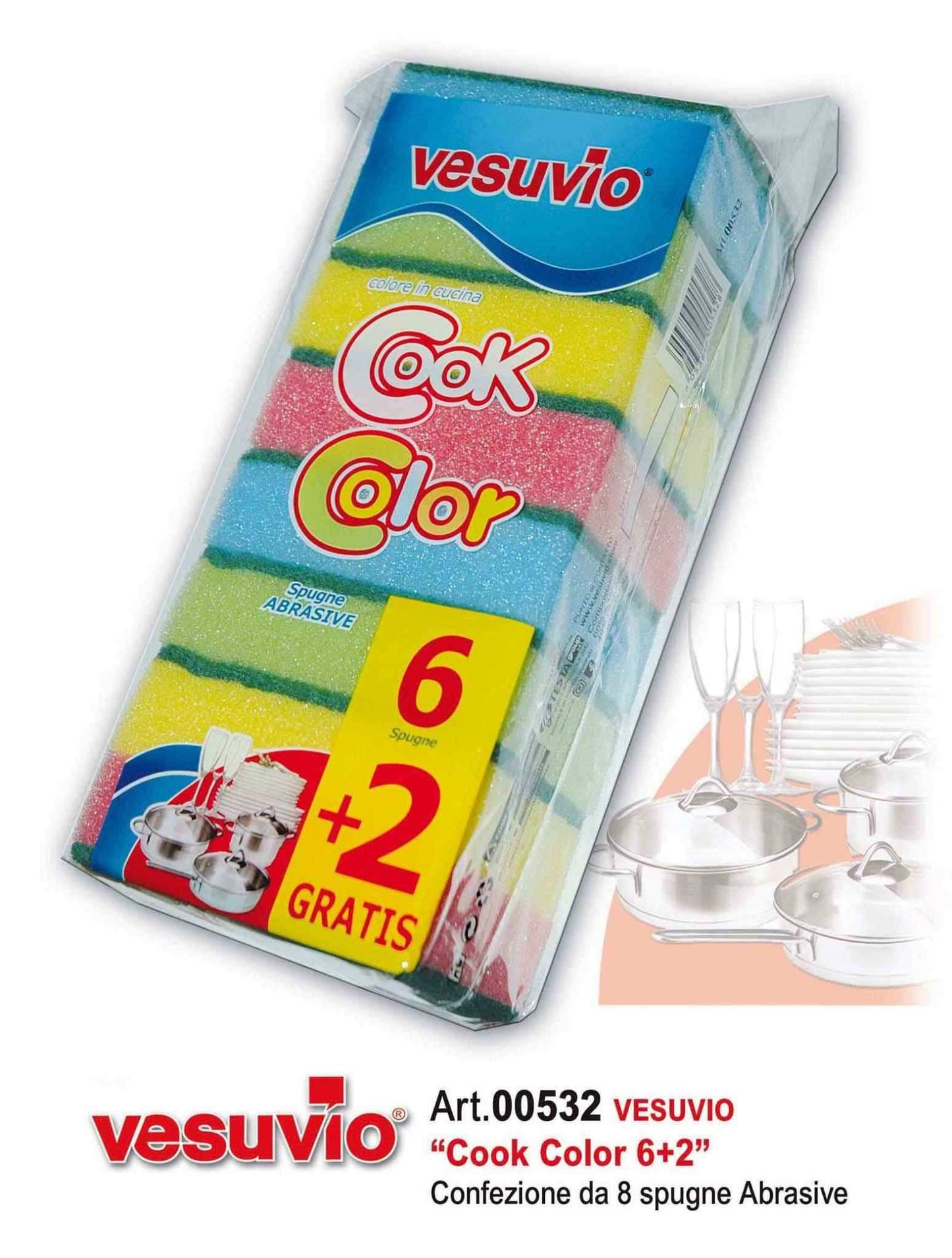 VESUVIO COOK COLOR SPUGNE ABRASIVE 6+2PZ
