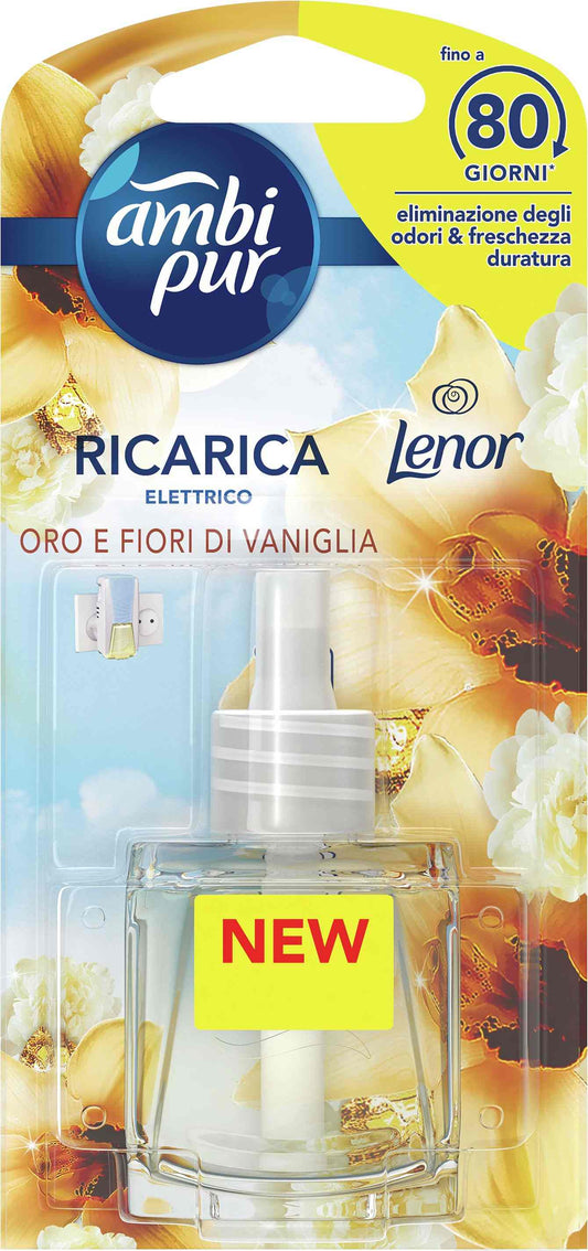 AMBIPUR ELETTRICO RICARICA 20ML 80GG LENOR ORO E FIORI DI VANIGLIA