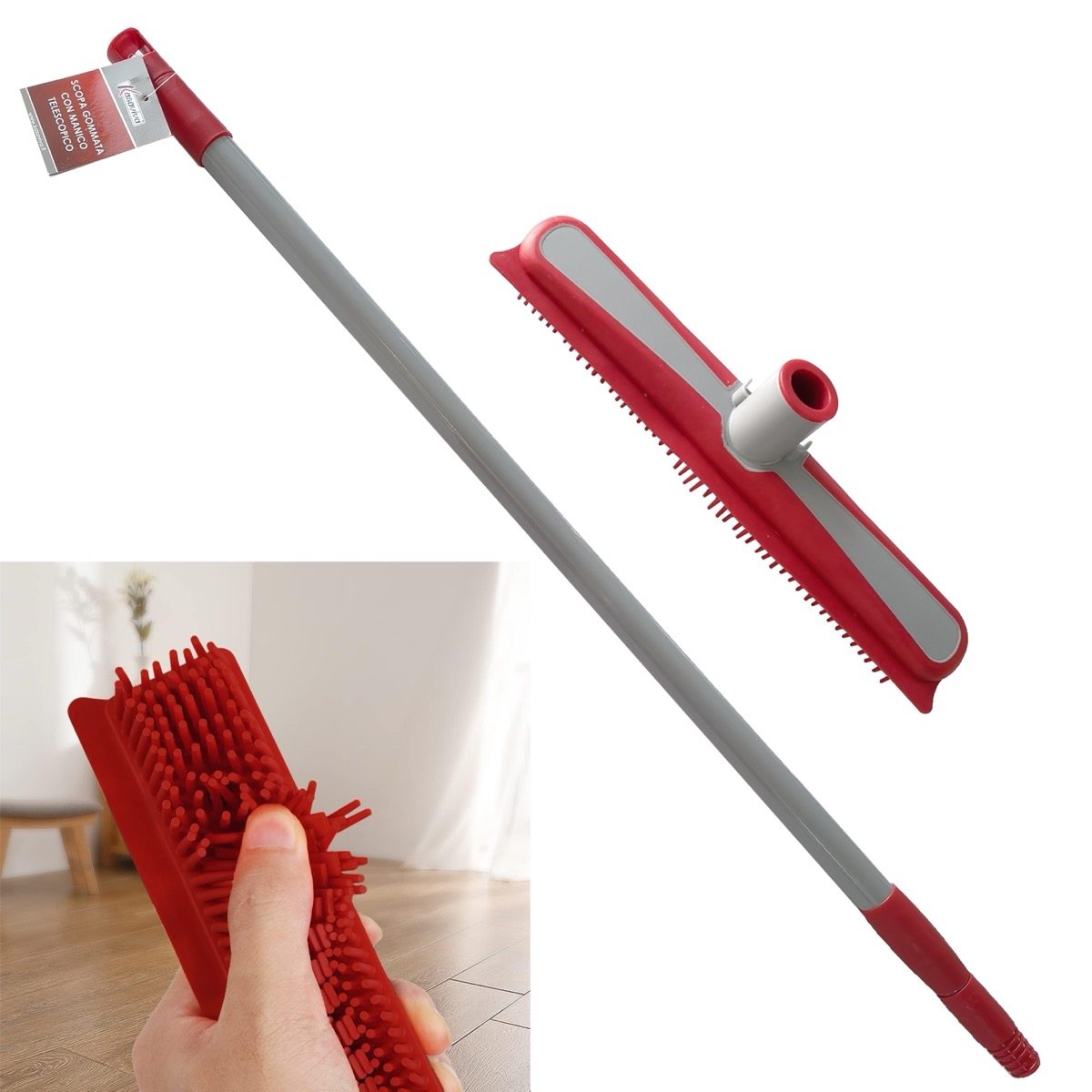 KASAVIVA SCOPA GOMMATA CON MANICO TELESCOPICO