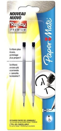 PAPERMATE REPLAY GEL REFILL 2PZ NERO