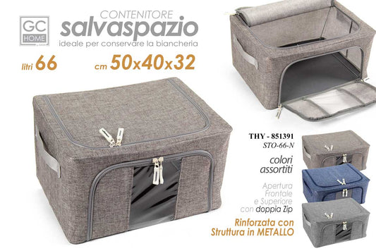 GICOS SALVASPAZIO 66L CM.50X40X32 APERTURA FRONTALE E SUPERIORE CON DOPPIA ZIP COLORI ASSORTITI