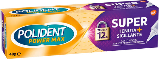 POLIDENT ADESIVO PROTESI DENTALE 40G POWER MAX SUPER TENUTA + SIGILLANTE GUSTO NEUTRO