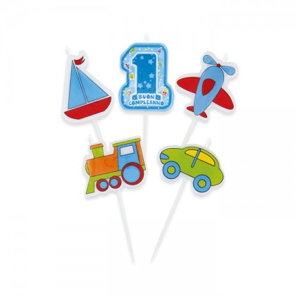BIG PARTY 5 CANDELINE PICKS 1 LIGHT BLUE CM.8