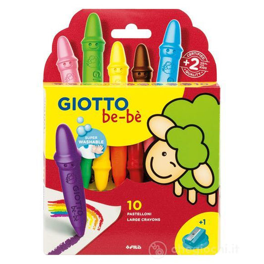 GIOTTO BE-BE' 10 PASTELLONI CERA PER I PIU' PICCOLI + TEMPERINO