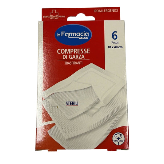 LA FARMACIA VALCE COMPRESSE DI GARZA STERILI CM.18X40 6PZ