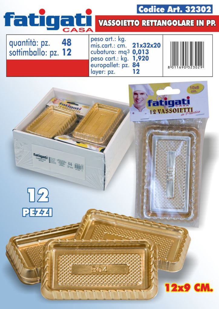FATIGATI VASSOIETTO RETTANGOLARE IN PP. 12X9 12PZ
