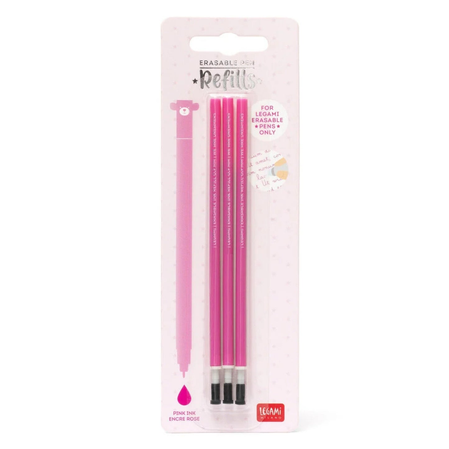 LEGAMI MILANO 3 REFILL PENNA GEL CANCELLABILE INCHIOSTRO ROSA