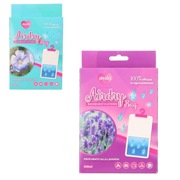 DEALO AIRDRY BAG DEUMIDIFICATORE CON GANCIO 500ML LAVANDA/TALCO E LINO ASSORTITO