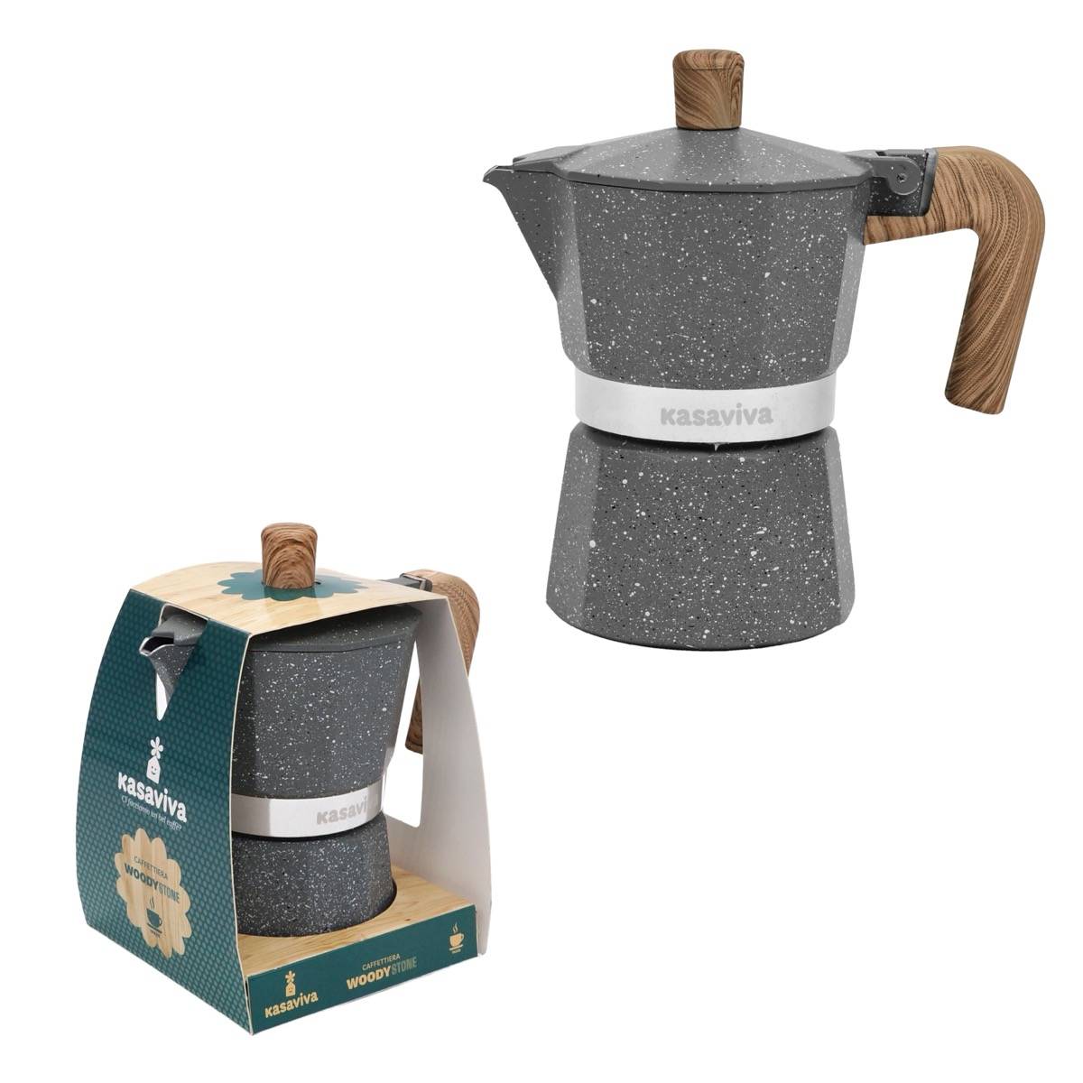 KASAVIVA WOODY STONE CAFFETTIERA 2 TAZZE