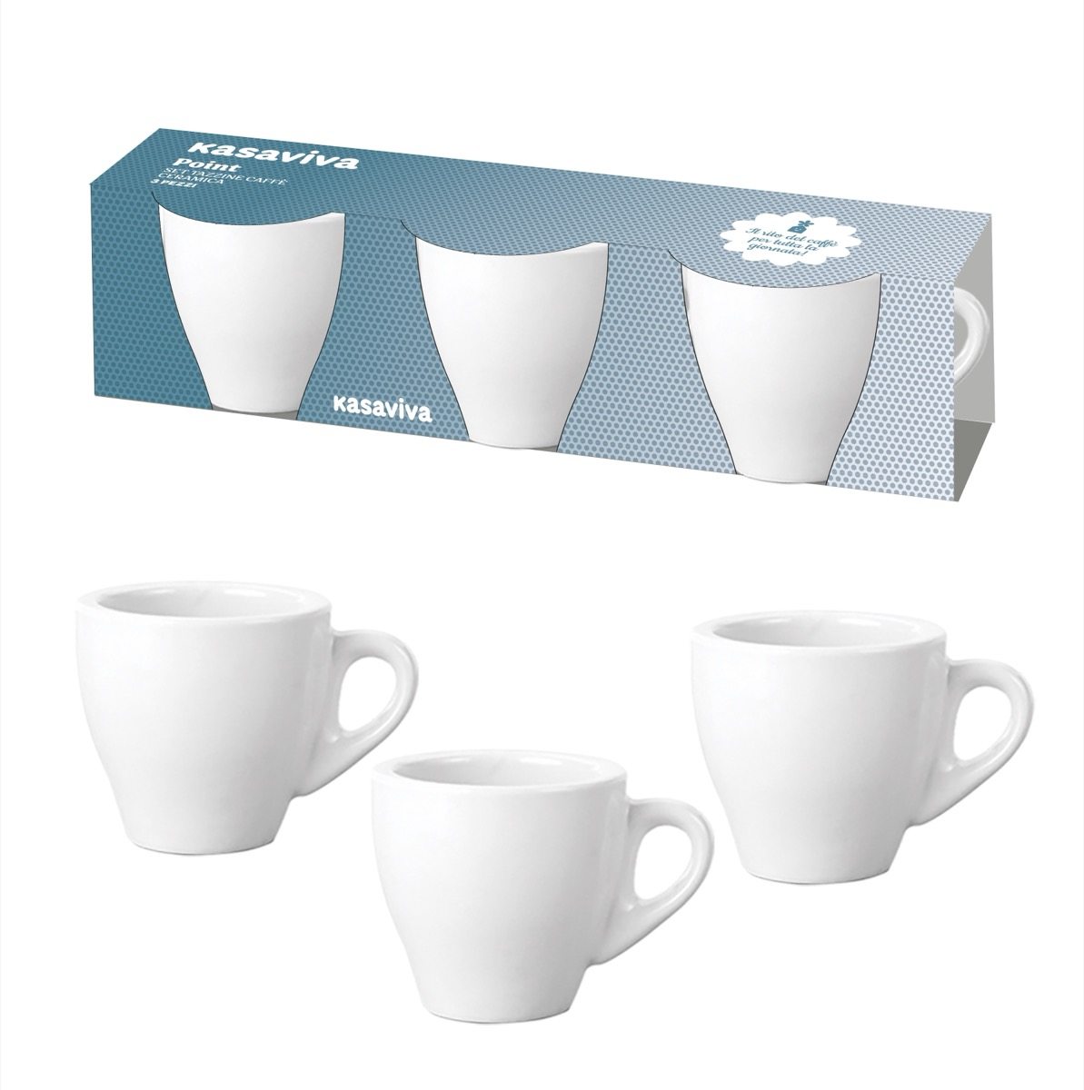 KASAVIVA POINT SET 3 TAZZINE CAFFE' BIANCO