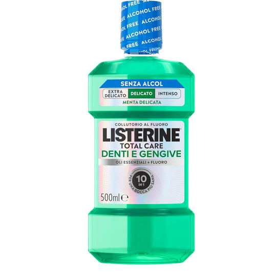 LISTERINE COLLUTTORIO 500ML TOTAL CARE DENTI E GENGIVE OLI ESSENZIALI + FLUORO 10 IN 1 DELICATO MENTA DELICATA