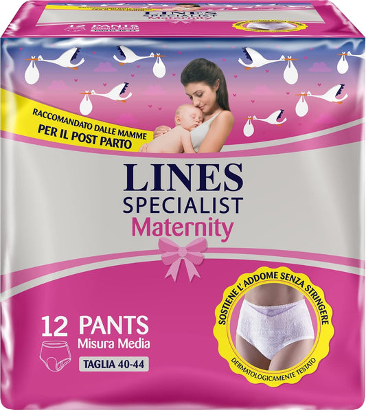 LINES SPECIALIST MATERNITY POST PARTO PANTS 12PZ MISURA MEDIA TAGLIA 40-44