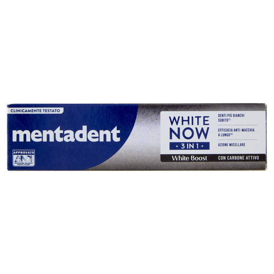 MENTADENT DENTIFRICIO 75ML WHITE NOW 3IN1 WHITE BOOST CON CARBONE ATTIVO
