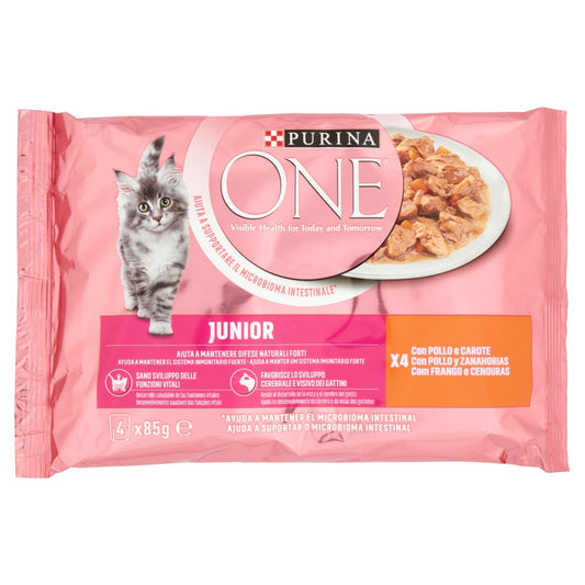 PURINA ONE SINGLE SERVE 4X85G JUNIOR POLLO E CAROTE