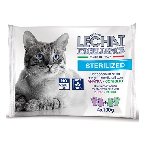 LECHAT EXCELLENCE BOCCONCINI 4X100G STERILIZED ANATRA-CONIGLIO