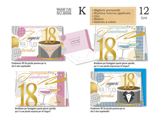 CROMO NB BIGLIETTO PORTASOLDI 18 ANNI BUSTINA NU.8998