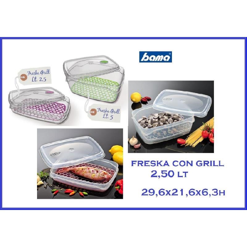 BAMA FRESKA BOX CONTENITORE PLASTICA LT.2,5 CON GRIGLIA CM.29,6X21,5X6,3H