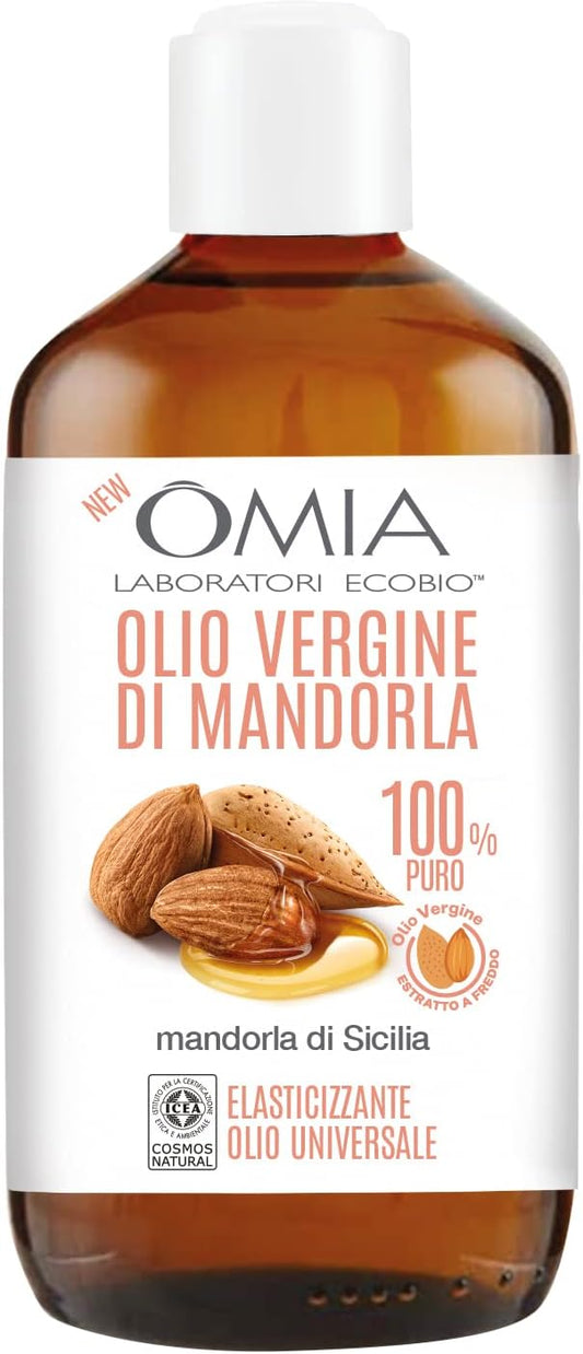 OMIA OLIO VERGINE DI MANDORLA 100% PURO 200ML MANDORLA DI SICILIA ELASTICIZZANTE OLIO UNIVERSALE