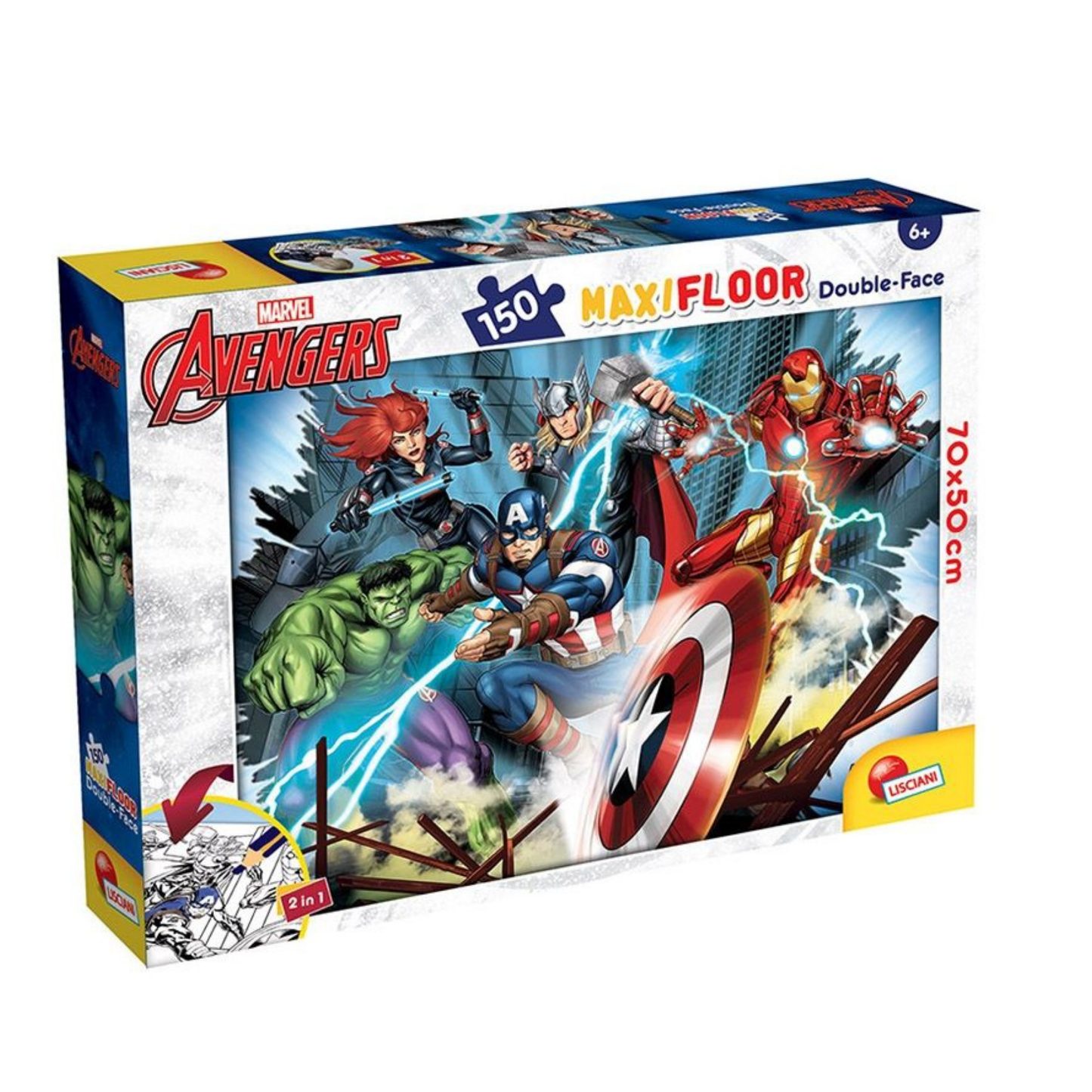 LISCIANI AVENGERS PUZZLE MAX FLOOR 6+ 150PZ DOUBLE FACE 70X50