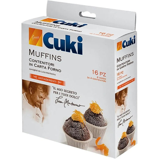 CUKI MUFFINS CONTENITORI IN CARTA FORNO 16PZ 4 VASSOI DA 4 CONTENITORI