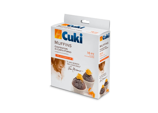 CUKI CUOCE MUFFINS CONTENITORI IN CARTA FORNO 16PZ 4 VASSOI DA 4 CONTENITORI