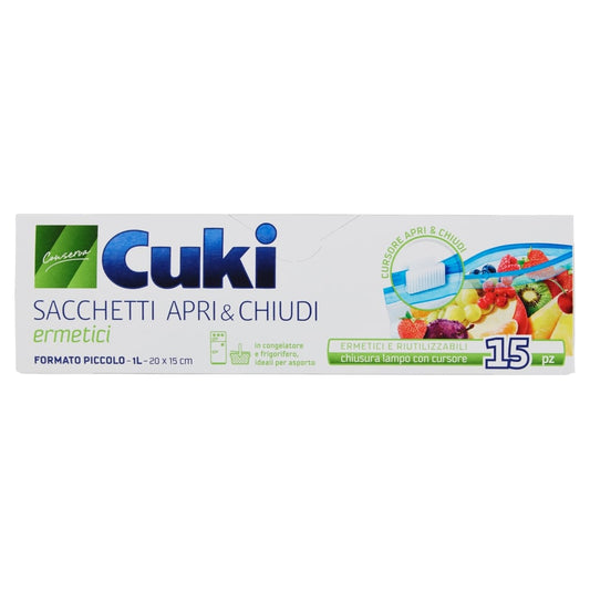 CUKI SACCHETTI APRI&CHIUDI ERMETICI 1L CM.20X15 FORMATO PICCOLO 15PZ