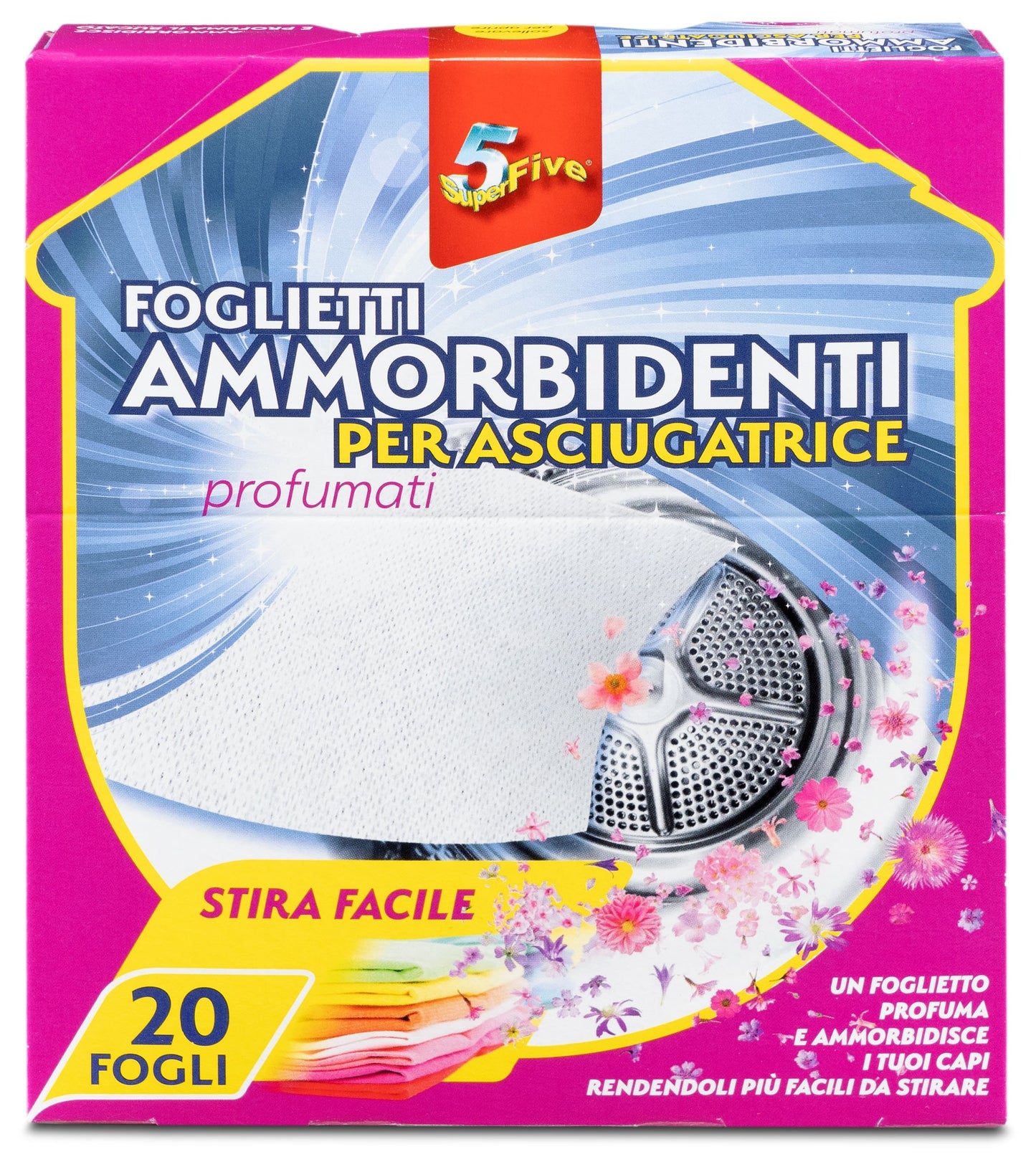 SUPERFIVE FOGLIETTI AMMORBIDENTI PER ASCIUGATRICE PROFUMATI 20 FOGLI