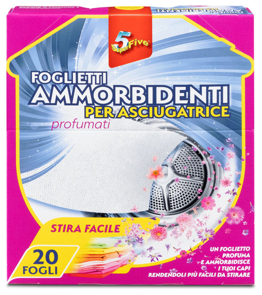 SUPERFIVE FOGLIETTI AMMORBIDENTI PER ASCIUGATRICE PROFUMATI 20 FOGLI