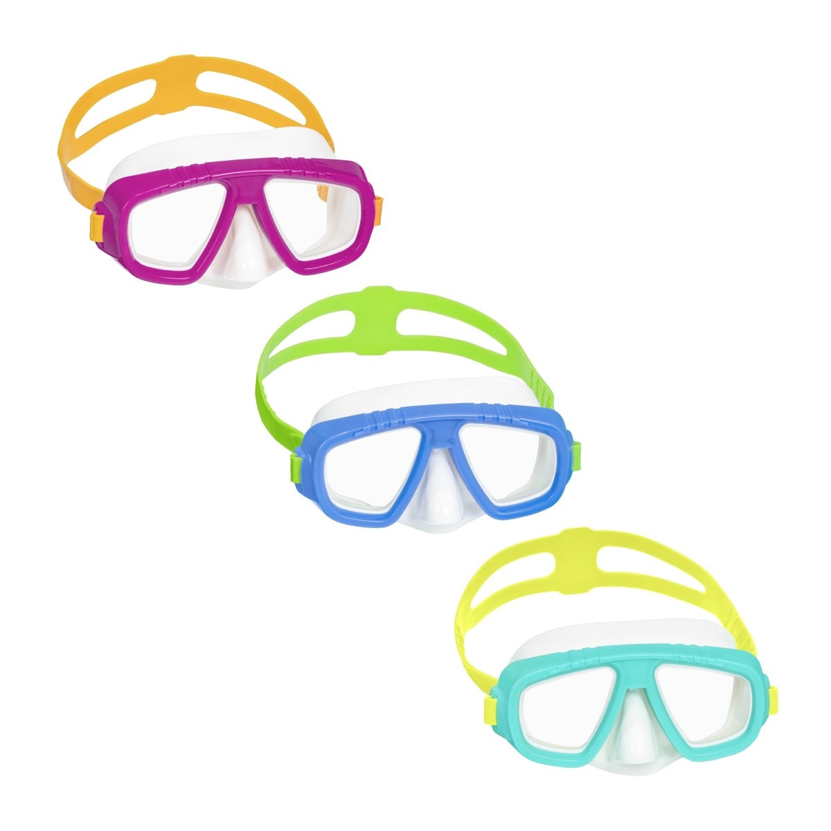 BESTWAY MASCHERA CAYMEN 3-6 ANNI COLORI ASSORTITI LENTI IN POLICARBONATO E PROTEZIONE UV