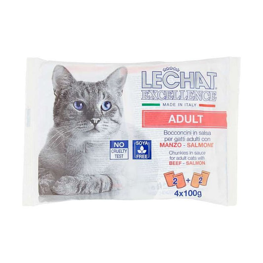 LECHAT EXCELLENCE BOCCONCINI 4X100G ADULT MANZO-SALMONE
