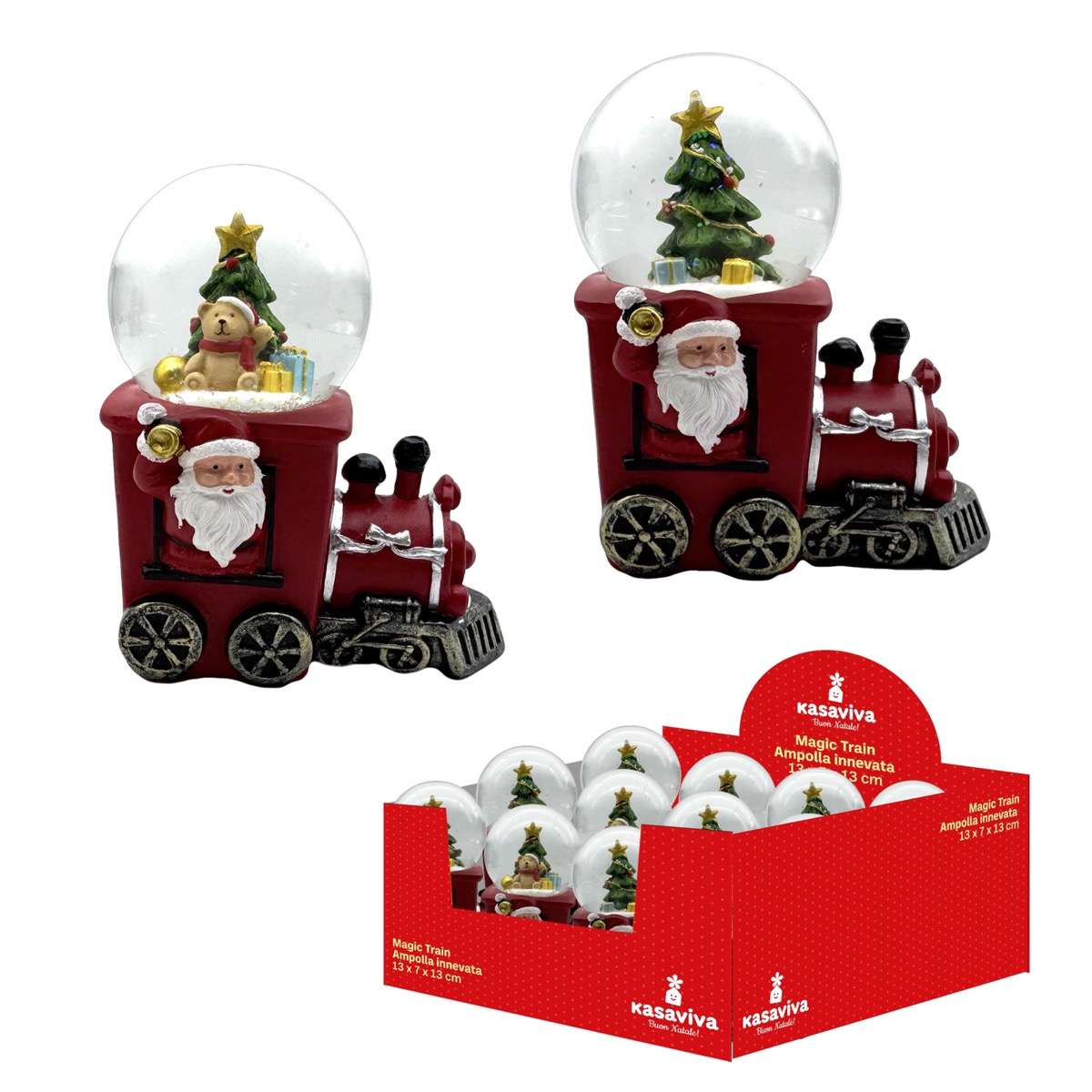 KASAVIVA NATALE AMPOLLA INNEVATA MAGIC TREIN CM.13X7X13
