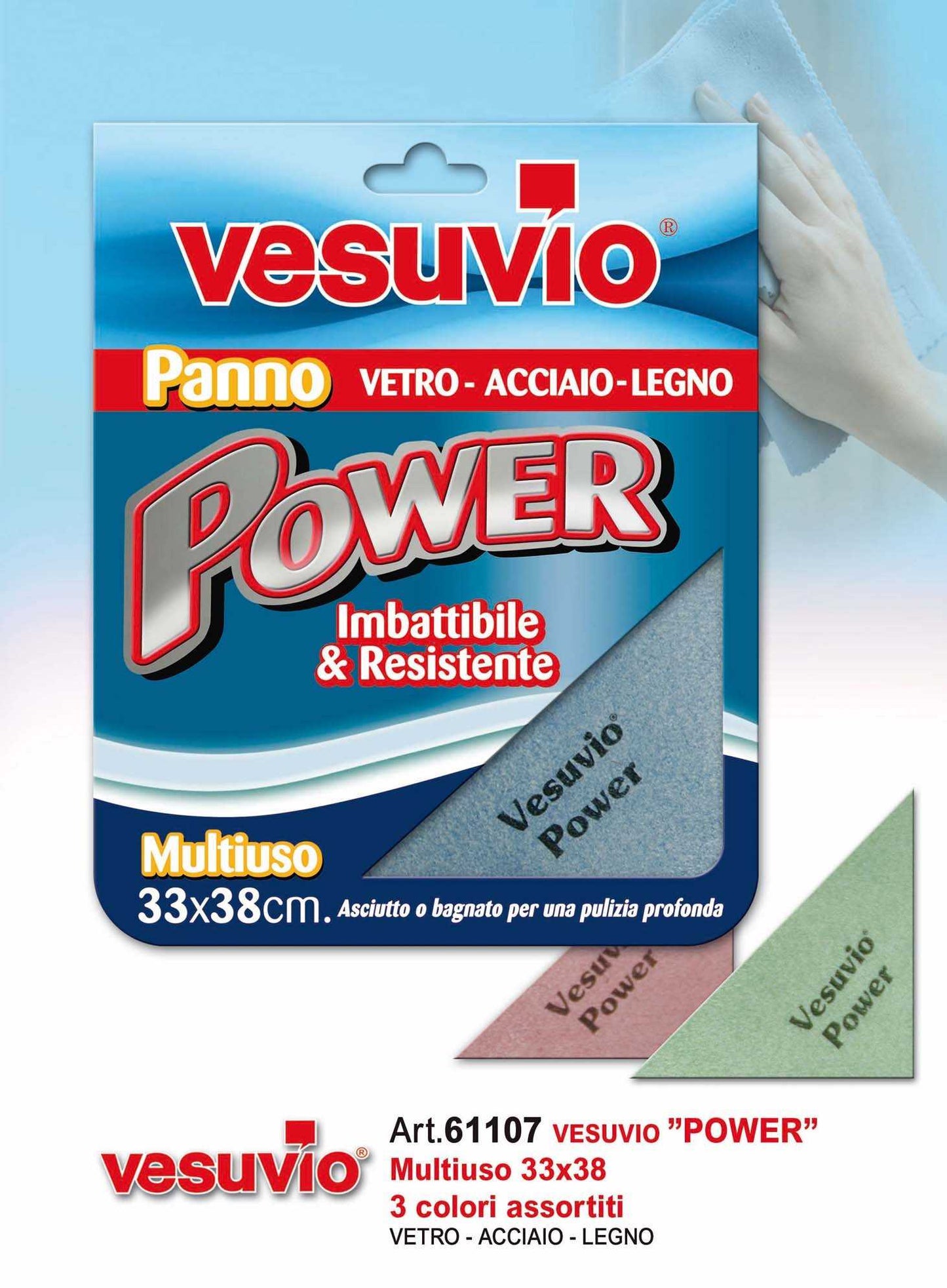 VESUVIO POWER PANNO VETRO-ACCIAIO-LEGNO CM.33X38 ART.10754