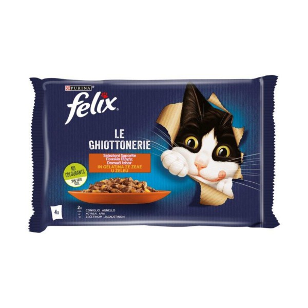 FELIX LE GHIOTTONERIE 4X85G SELEZIONI SAPORITE IN GELATINA CONIGLIO/AGNELLO