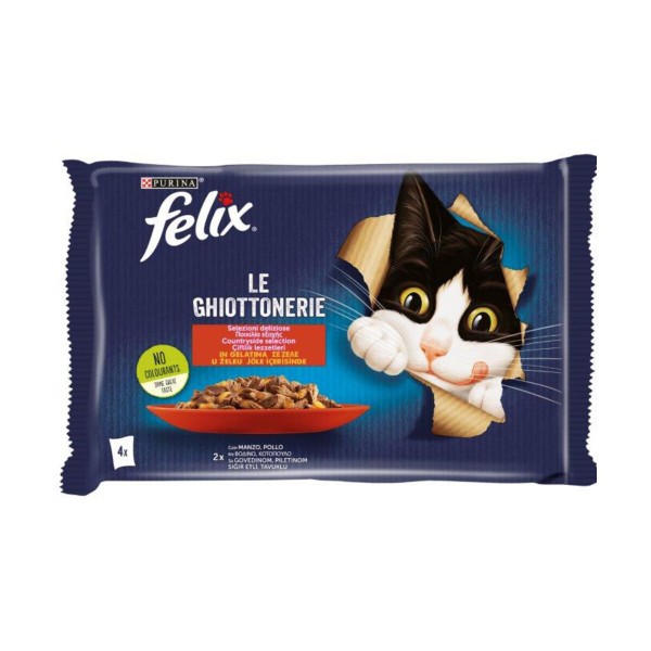 FELIX LE GHIOTTONERIE 4X85G SELEZIONI DELIZIOSE IN GELATINA MANZO/POLLO