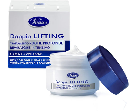 VENUS DOPPIO LIFTING TRATTAMENTO RUGHE PROFONDE RIPARATORE INTENSIVO CREMA VISO 50ML ELASTINA + COLLAGENE