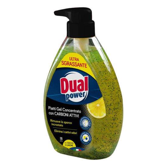 DUAL POWER PIATTI GEL CONCENTRATO 600ML CON CARBONI ATTIVI CON SUCCO DI LIMONE