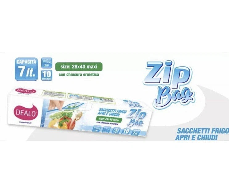 DEALO SACCHETTI FRIGO APRI E CHIUDI ZIP BAG 7L CM.28X40 MAXI 8PZ