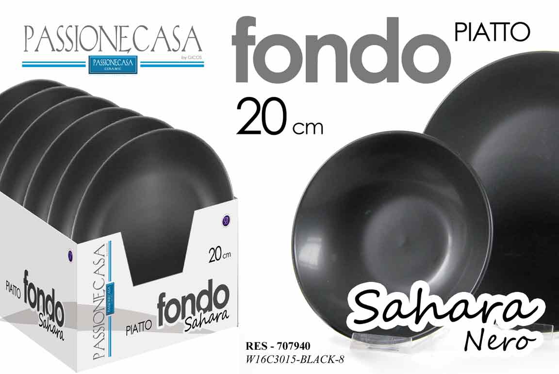 GICOS PASSIONECASA PIATTO FONDO 20CM SAHARA NERO RES-707940