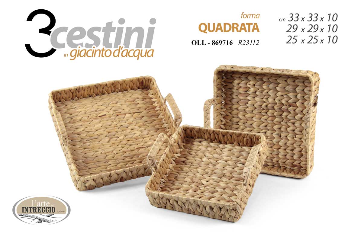 GICOS CESTINO IN GIACINTO D'ACQUA FORMA QUADRATA CM.25X25X10 R23112