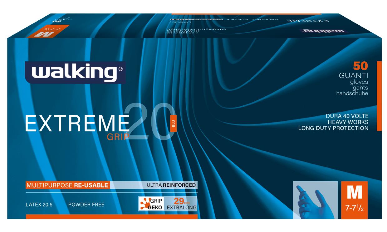 WALKING EXTREME GRIP 20 BLU LATEX 20.5 L 8-8 1/2 X50 CM.29 EXTRALONG