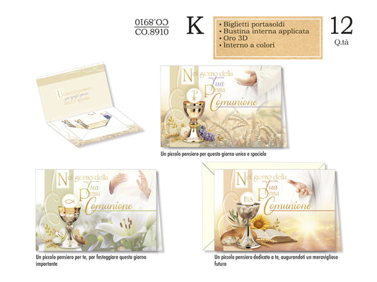 CROMO NB BIGLIETTO PORTASOLDI COMUNIONE FOTOGRAFICO CO.8910