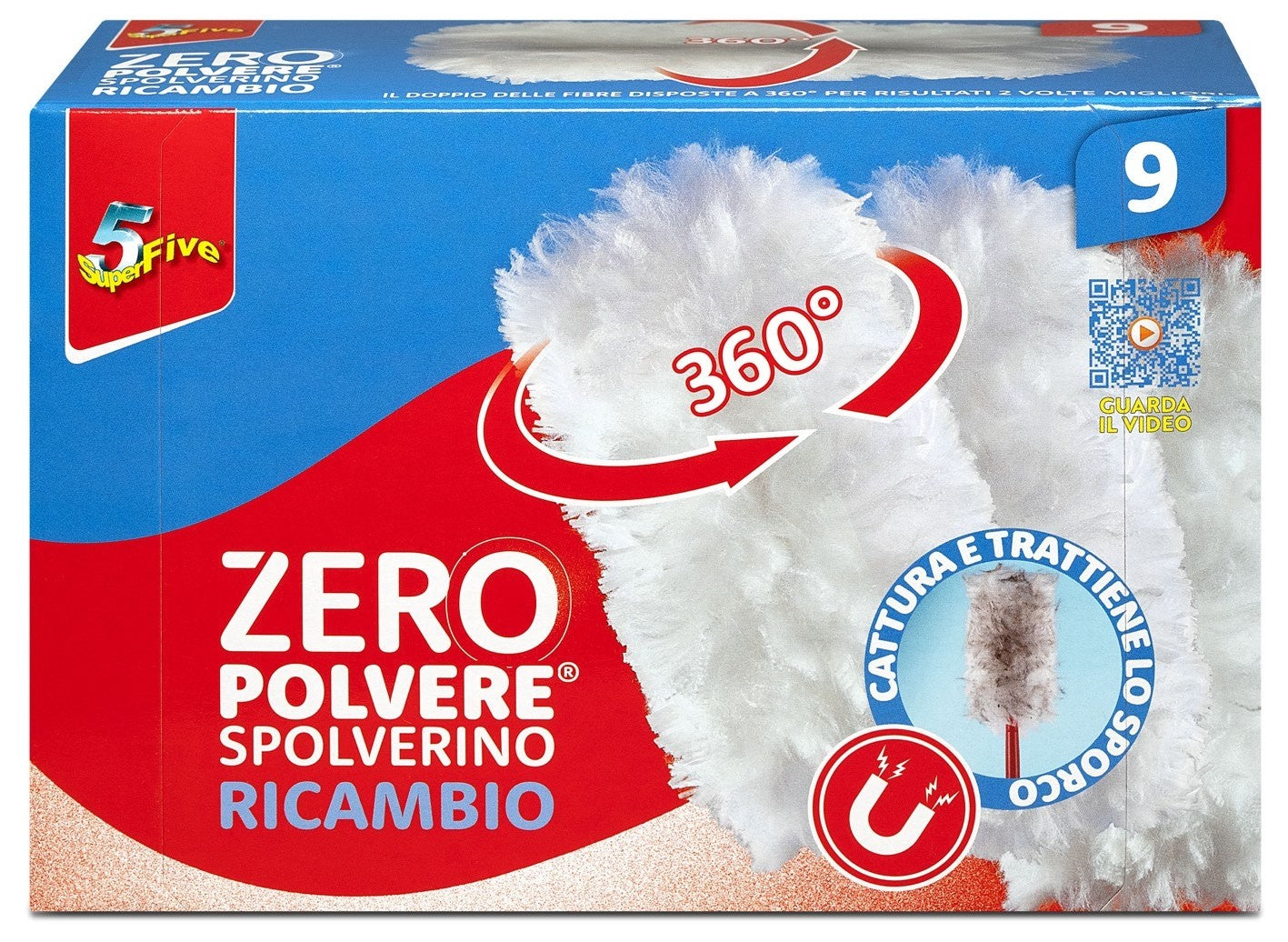 SUPERFIVE ZERO POLVERE SPOLVERINO 360 RICAMBIO 9PZ