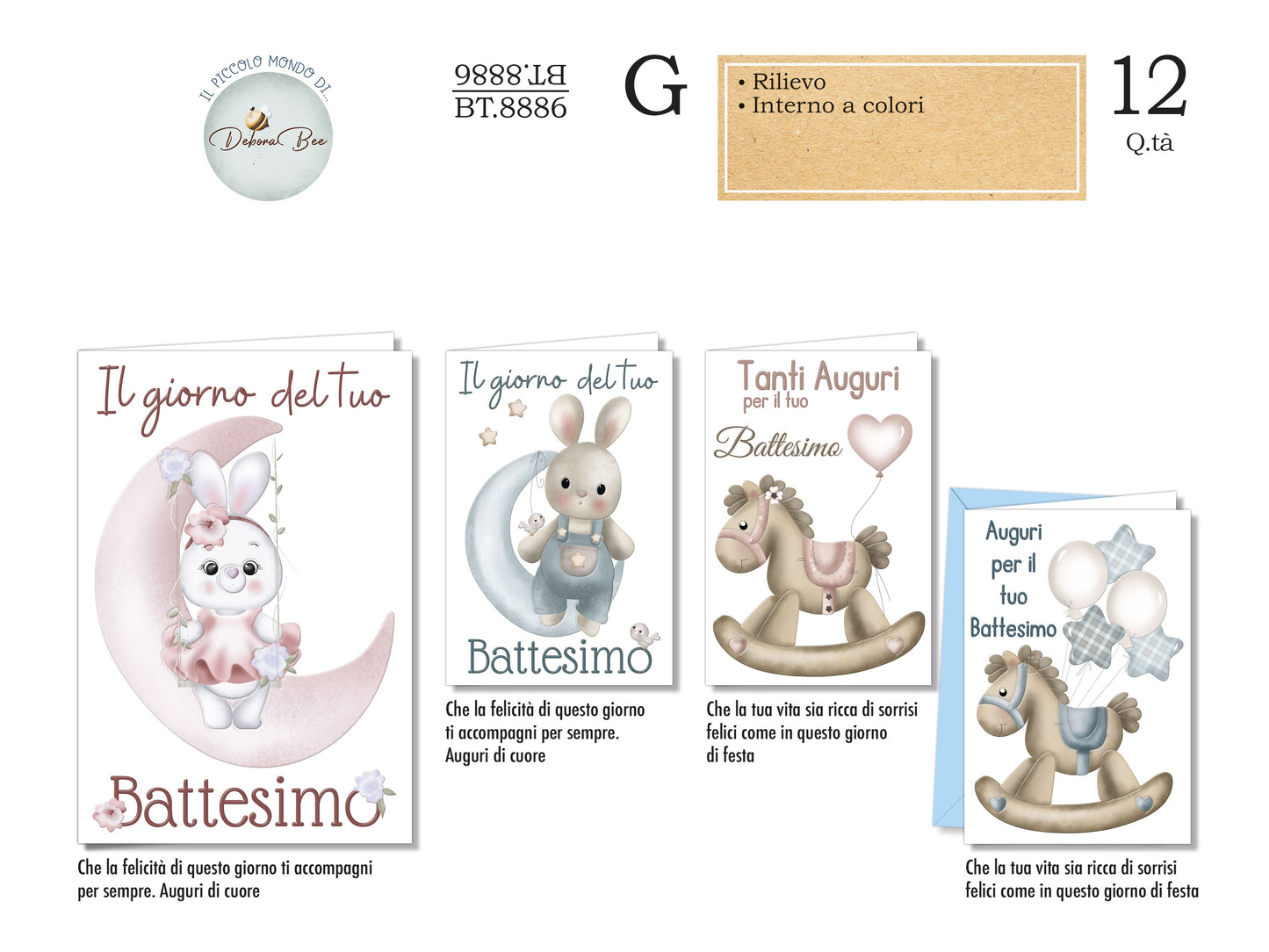 CROMO NB BIGLIETTO BATTESIMO GENERICO 4 SOGGETTI BT.8886