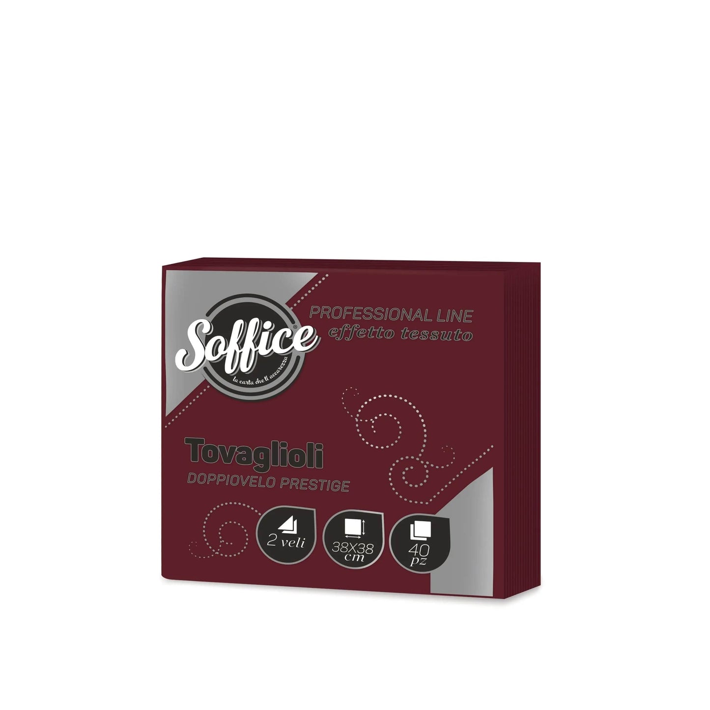 SOFFICE 40 TOVAGLIOLI DOPPIOVELO PRESTIGE 38X38 BORDEAUX