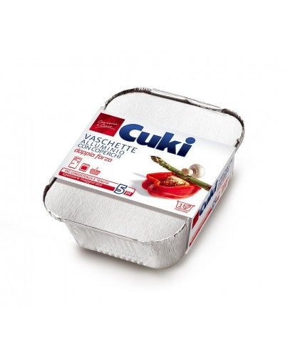 CUKI VASCHETTE ALLUMINIO CON COPERCHI DOPPIA FORZA 1 PORZIONE 5PZ R31
