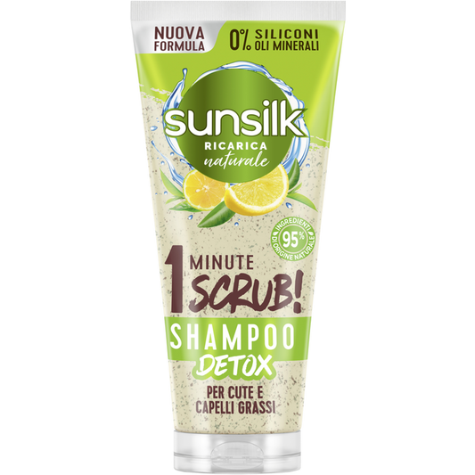 SUNSILK 1 MINUTE SCRUB SHAMPOO DETOX 200ML LIMONE CUTE E CAPELLI GRASSI
