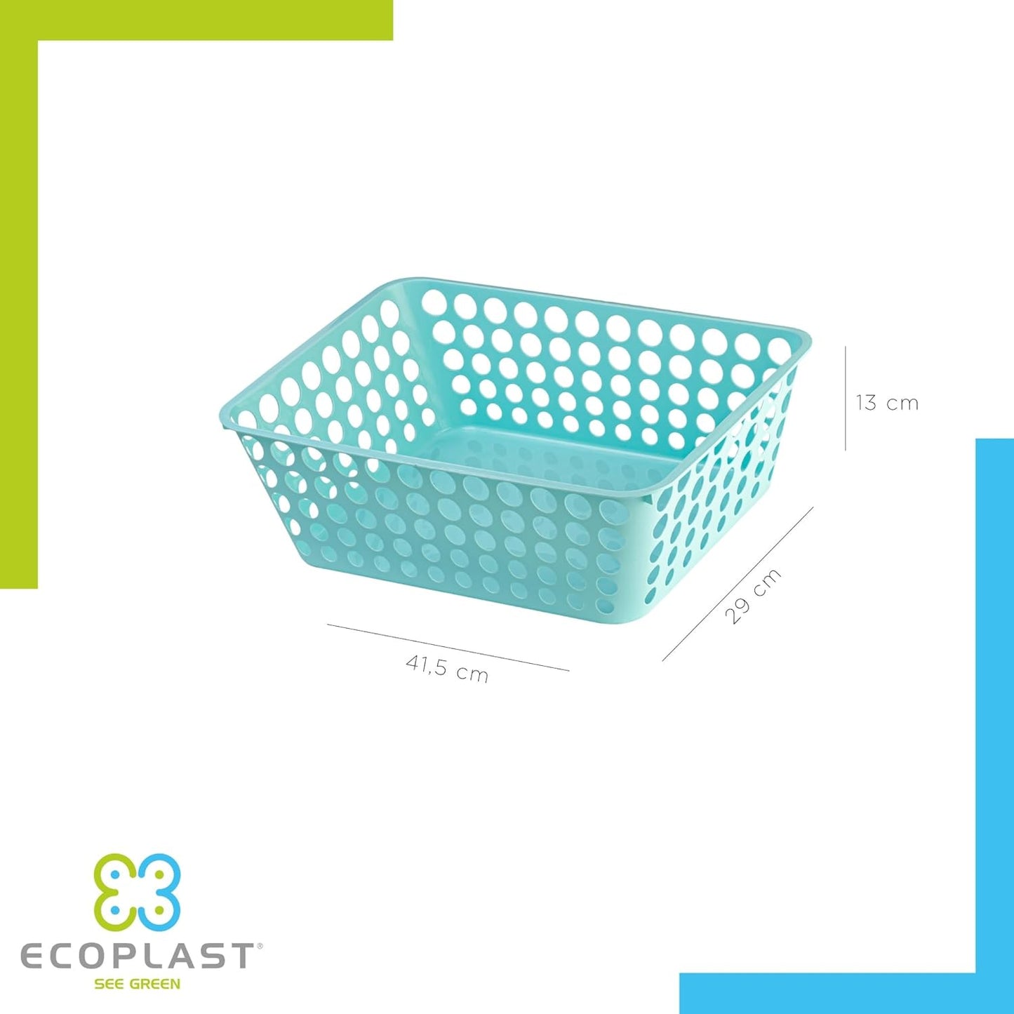 ECOPLAST VASCHETTA PORTAOGGETTI MODULA 41,5X29X13 VERDE PALLIDO CHIARO