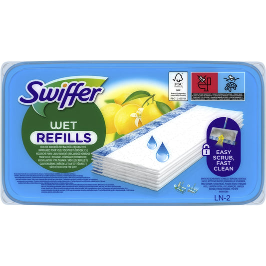 SWIFFER WET REFILL RICARICHE PANNI LAVAPAVIMENTI 10PZ LIMONE