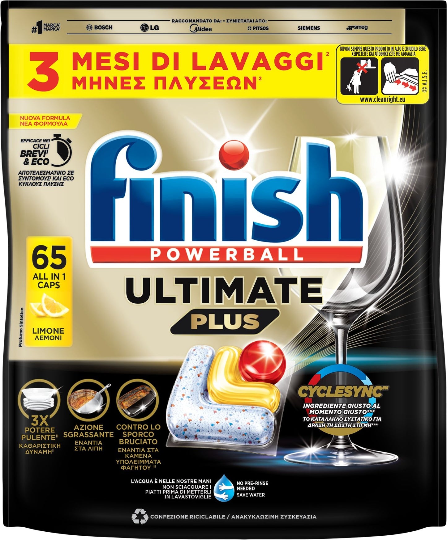 FINISH POWERBALL ULTIMATE PLUS ALL IN 1 X65 CAPS LIMONE